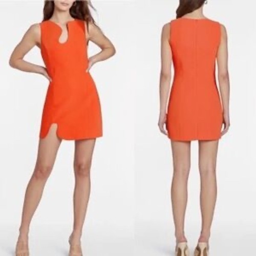 Amanda Uprichard Mandarin Orange Puzzle Mini‎ Dress Large